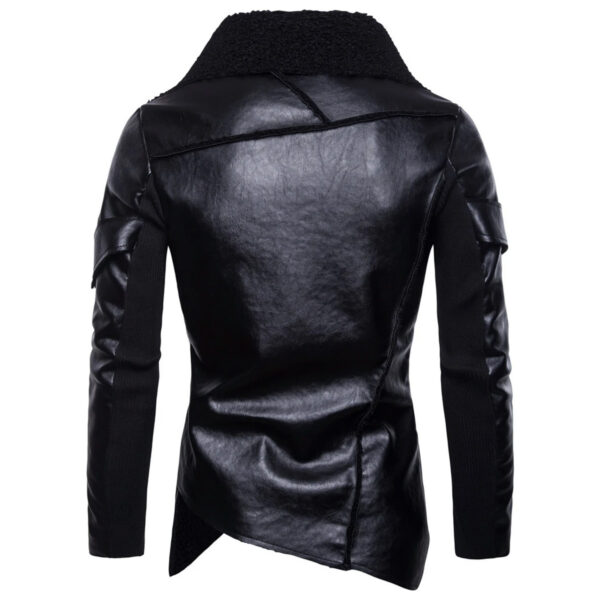 Biker Jacket Asymmetrical Korean Fashion Genuine Sheepskin Leather Jacket - Image 3