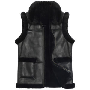 Genuine Sheepskin Sherpa Shearling Faux Fur Lined Vest Winter Leather Waistcoat
