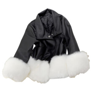 Genuine Sheepskin Shearling Faux Fur Cuffs Warm Slim Leather Jacket
