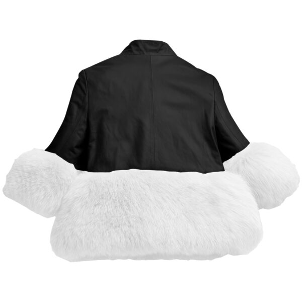 Genuine Sheepskin Shearling Faux Fur Cuffs Warm Slim Leather Jacket - Image 2