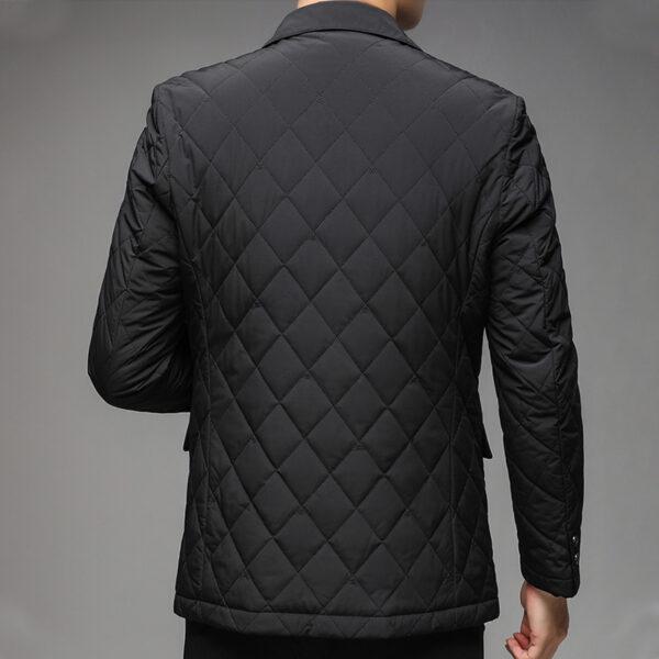 Single-Breasted Diamond Quilted Design Casual Office Business Coat Cotton - Image 3