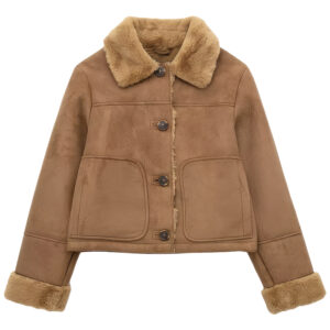 Genuine Suede Sherpa Shearling Faux Fur Lined Leather Jacket