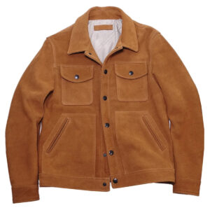 Genuine Cowboy Suede Turn-Down Collar Trucker Rider Leather Jacket