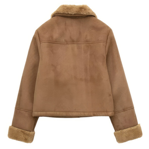 Genuine Suede Sherpa Shearling Faux Fur Lined Leather Jacket - Image 2