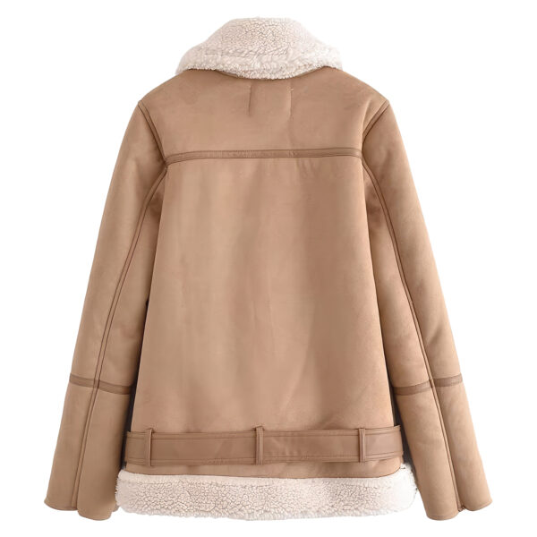 Genuine Suede Sherpa Shearling Faux Fur Lined Streetwear Leather Jacket - Image 2