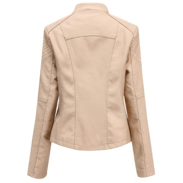 Apricot Biker Asymmetric Slim Fit Leather Jacket - Image 2