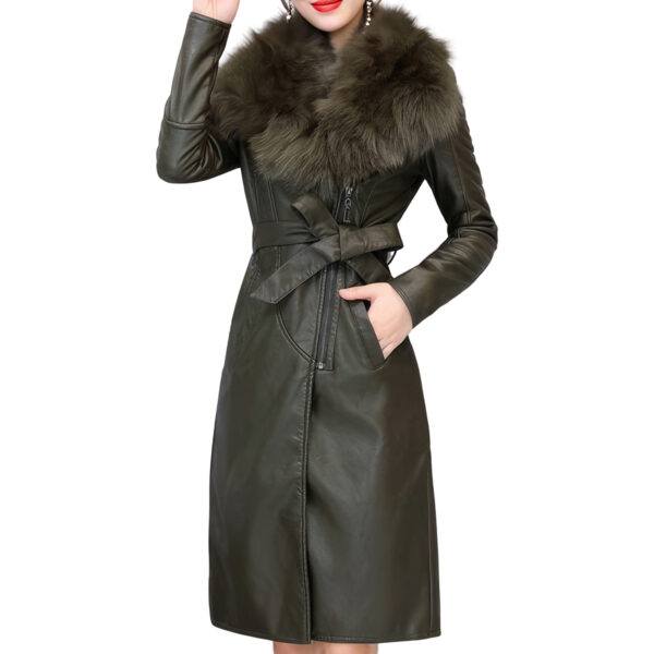 Army Green Sherpa Shearling Fashion Leather Jacket