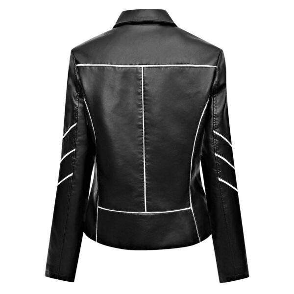 Genuine Sheepskin Asymmetric Biker Cafe Racer Slim Fit Sporty Leather Jacket - Image 2