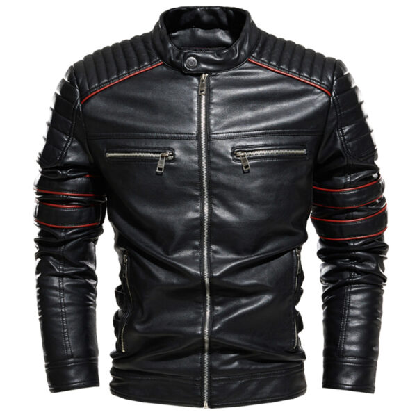 Biker Black Quilted Shoulder Autumn Winter Leather Jacket