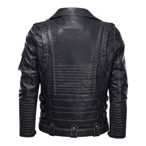 Biker Brando Asymmetric Caf? Racer Vintage Leather Jacket - Image 2
