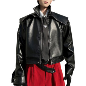 Biker Designer Shoulders Punk Style Leather Jacket