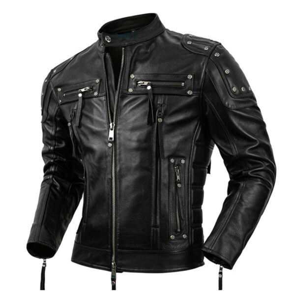 Biker Fashionable Slim Fit Zip-Up Leather Jacket