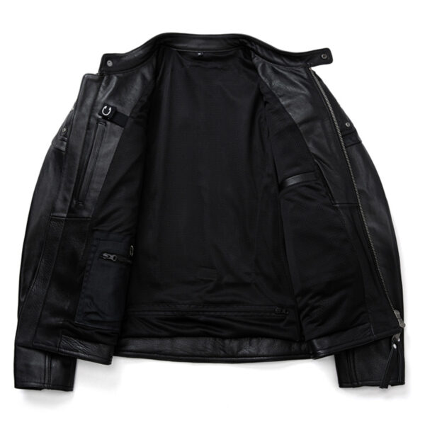 Biker Fashionable Slim Fit Zip-Up Leather Jacket - Image 3