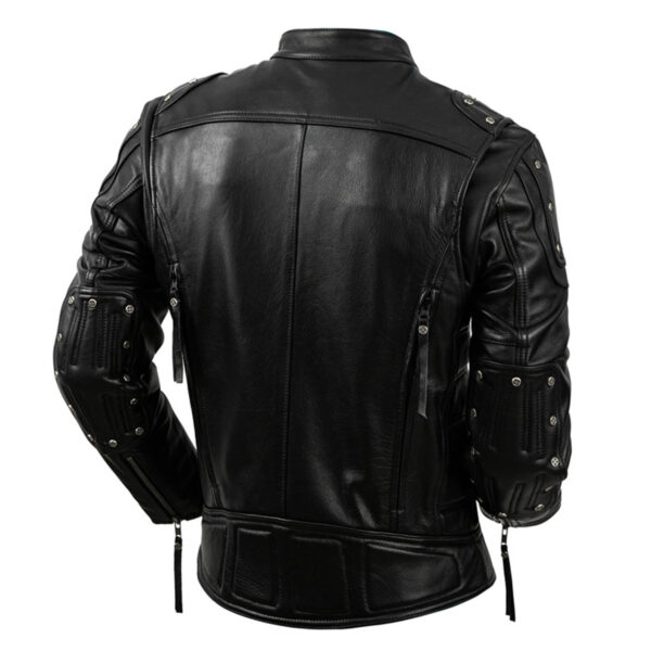 Biker Fashionable Slim Fit Zip-Up Leather Jacket - Image 4