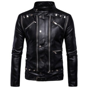 Black Bikerr Moto Multi Zip Slim Fit Rider Leather Jacket