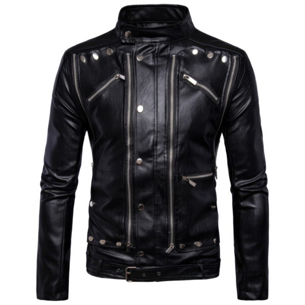 Black Bikerr Moto Multi Zip Slim Fit Rider Leather Jacket