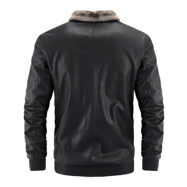 Black Bomber Sherpa Shearling Biker Leather Jacket - Image 2