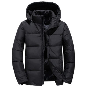 Black Parachute Removable Hood Padded Puffer Jacket