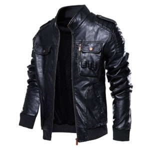 Bomber Biker Stand Collar Classic Fashionable Outfit Moto Leather Jacket