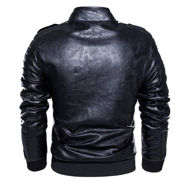 Bomber Biker Stand Collar Classic Fashionable Outfit Moto Leather Jacket - Image 2