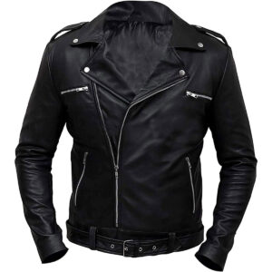 Cafe Racer Retro Motorcycle Asymmetrical Negan Style Black Biker Leather Jacket