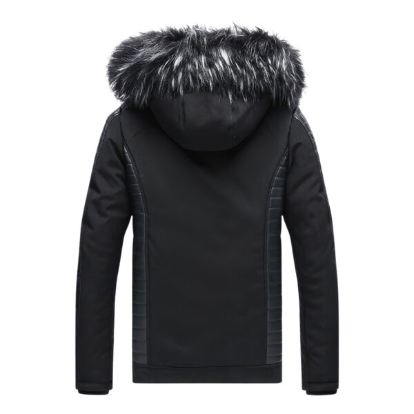 Detachable Hood Quilted Design Rider Leather Jacket - Image 2