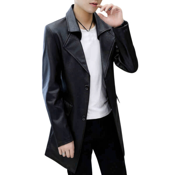 England Style Sporty Leather Trench Coat