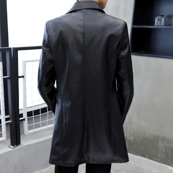 England Style Sporty Leather Trench Coat - Image 2