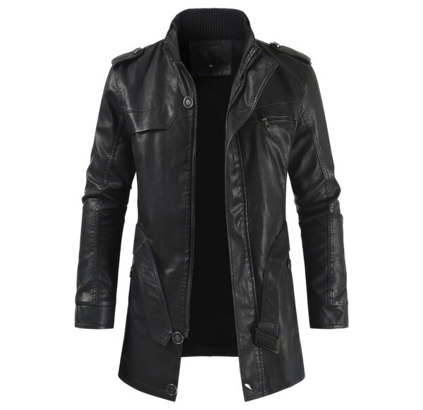 England Style Vintage Leather Trench Coat