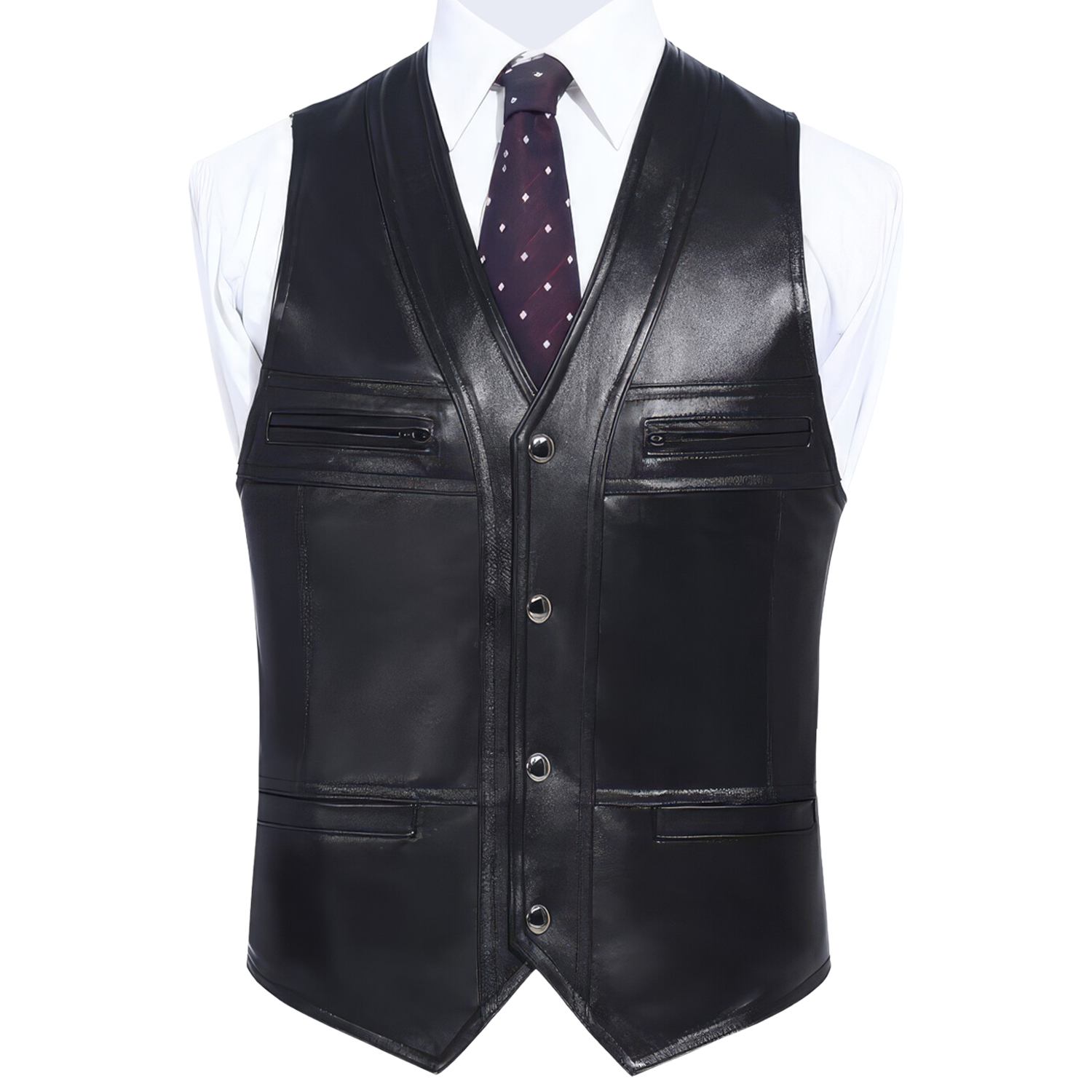 Gentlemen Business Slim Fit Leather Waistcoat