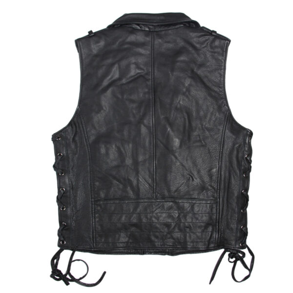 Genuine Cowhide Laced Gothic Biker Style Leather Waistcoat - Image 2