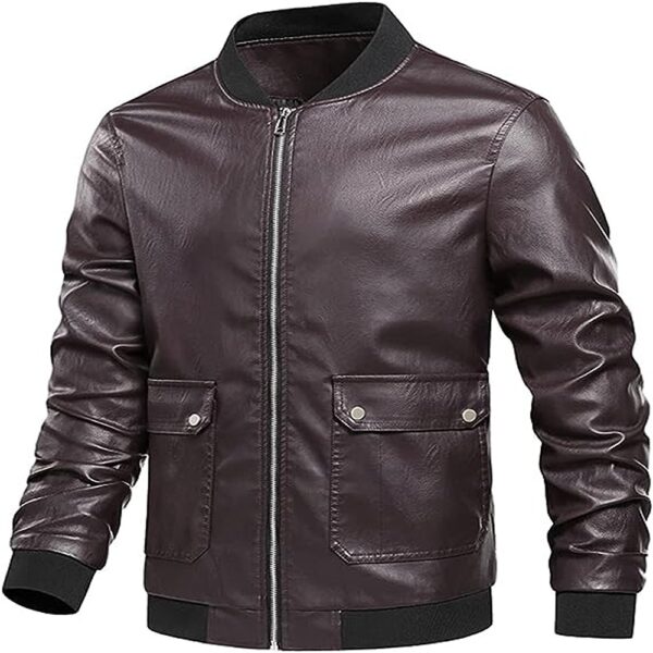 Autumn and Winter Biker Zipper Leather Jacket - Image 4
