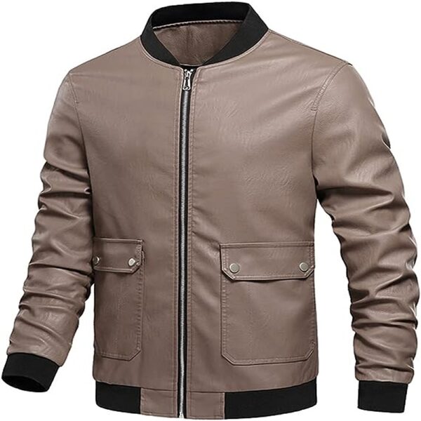 Autumn and Winter Biker Zipper Leather Jacket - Image 2