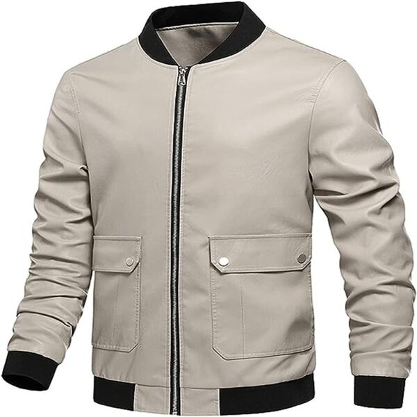 Autumn and Winter Biker Zipper Leather Jacket - Image 5