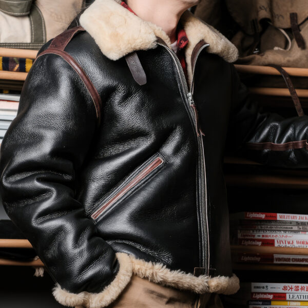 Men B6 Aviator Black Pilot Military USAF Vintage Leather Jacket - Image 4