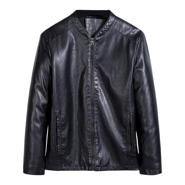 Men Black Biker Baseball Casual Leather Jacket