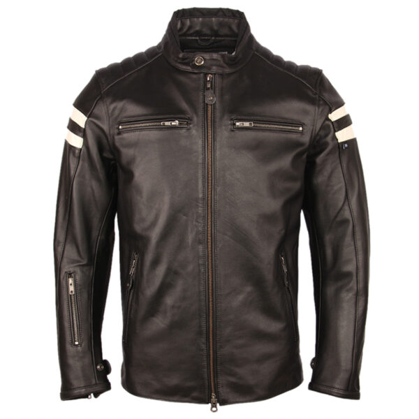 Men Black Biker Crossover Leather Jacket