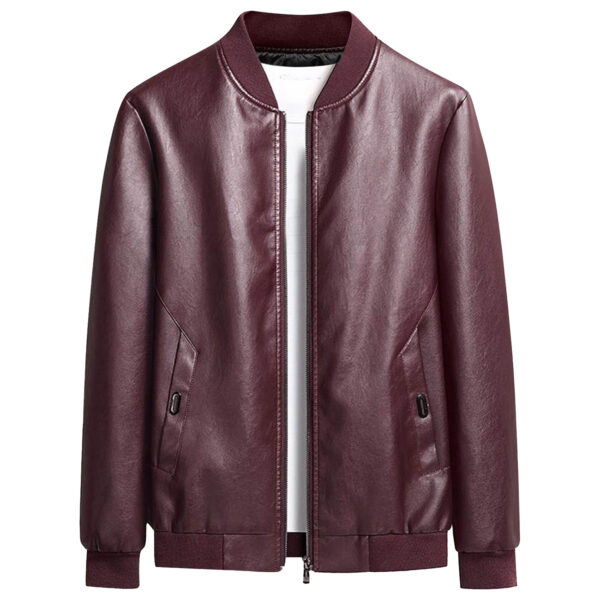 Men Bomber Rib Knit Baseball Stylish Retro Biker Leather Jacket