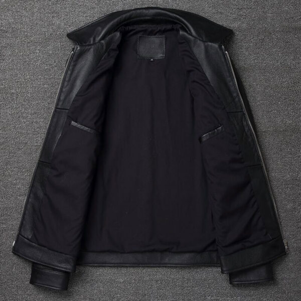 Men Retro Vintage Lapel Coat Leather Jacket - Image 7