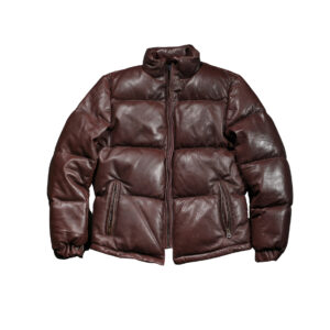 Men's Baggy Outerwear Padded Puffer Leather Jacket