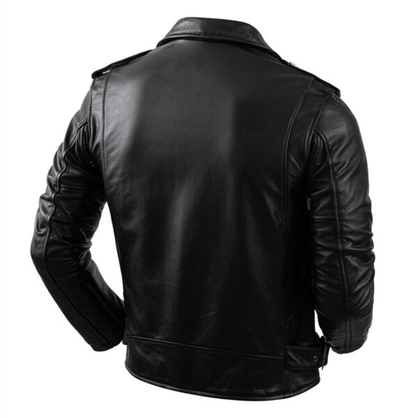 Men's Brando Asymmetric Lapel Leather Jacket - Image 2