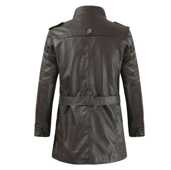 Men's Coffee Brown England Style Vintage Leather Jacket - Image 2