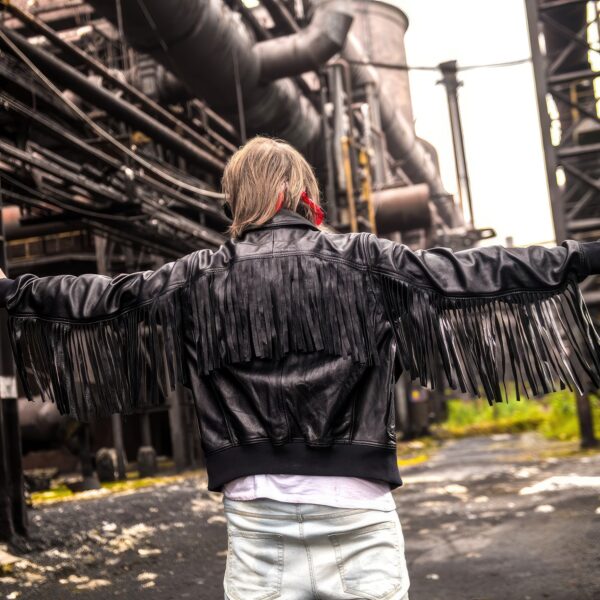 Men's Cowboy Tassels American Fringe Leather Jacket - Image 3