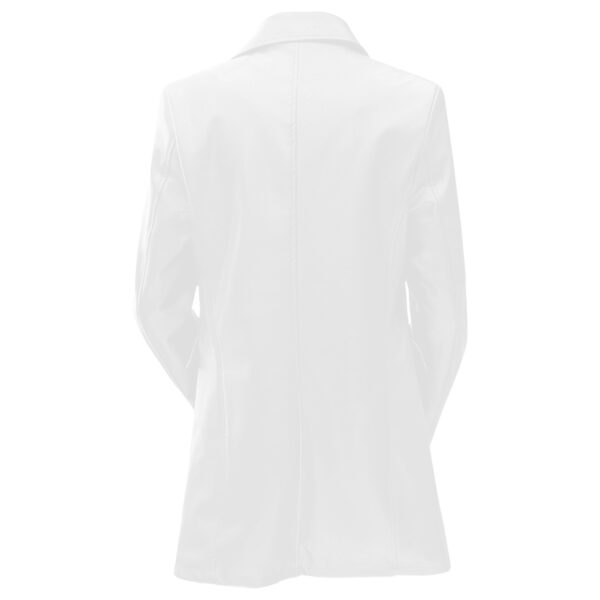 Men's White Biker England Style Leather Trench Coat - Image 2