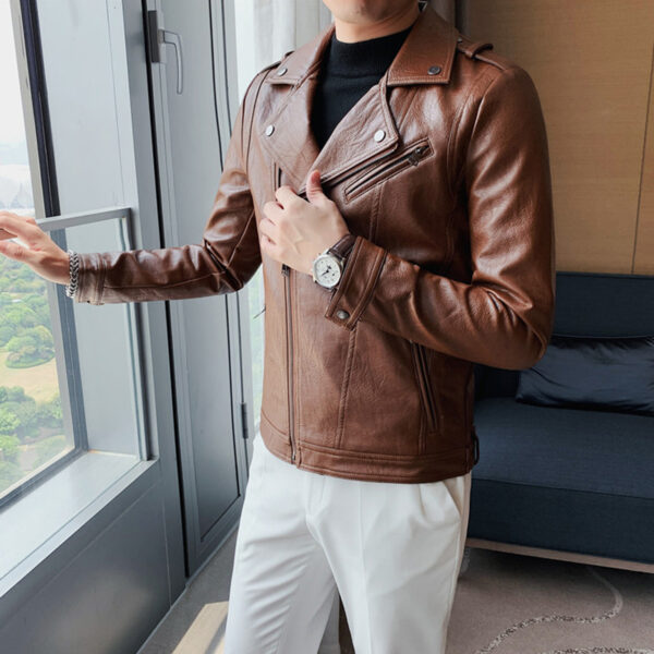 Moto Biker Asymmetric Rider Fashion Leather Jacket - Image 2