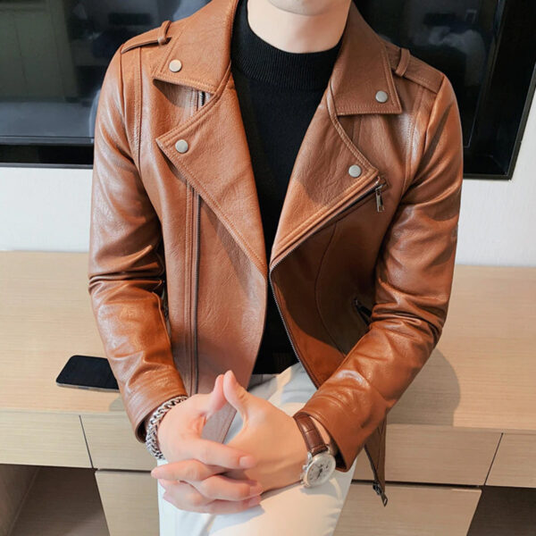 Moto Biker Asymmetric Rider Fashion Leather Jacket - Image 5