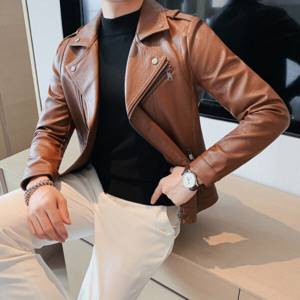 Moto Biker Asymmetric Rider Fashion Leather Jacket - Image 6