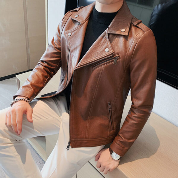 Moto Biker Asymmetric Rider Fashion Leather Jacket - Image 7