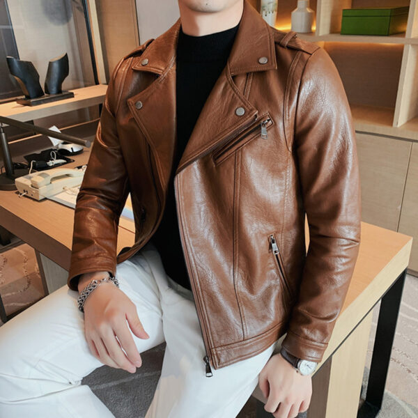 Moto Biker Asymmetric Rider Fashion Leather Jacket - Image 8