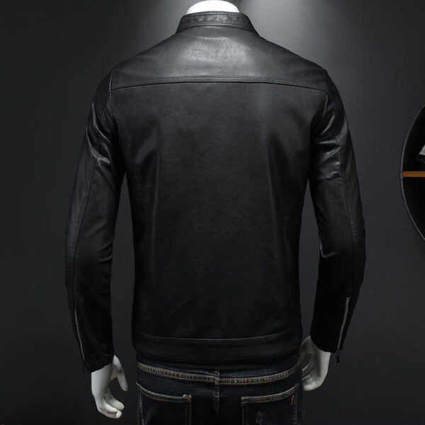 Motorcycle Rider Quilted Shoulders Korean Style Leather Jacket - Image 6